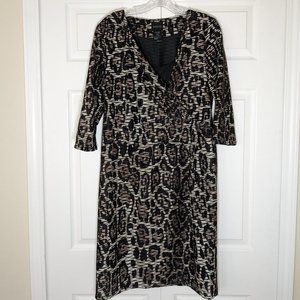 Madeleine- Black/Brown/Cream Print, Dress- Size 12